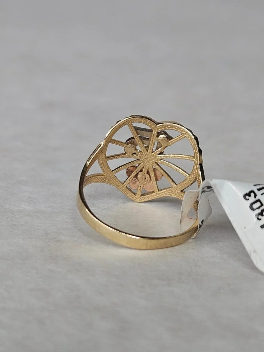 10K Tri-Color 3 Tone Gold Quinceneara 15 Anos Heart Ring Size 5.75